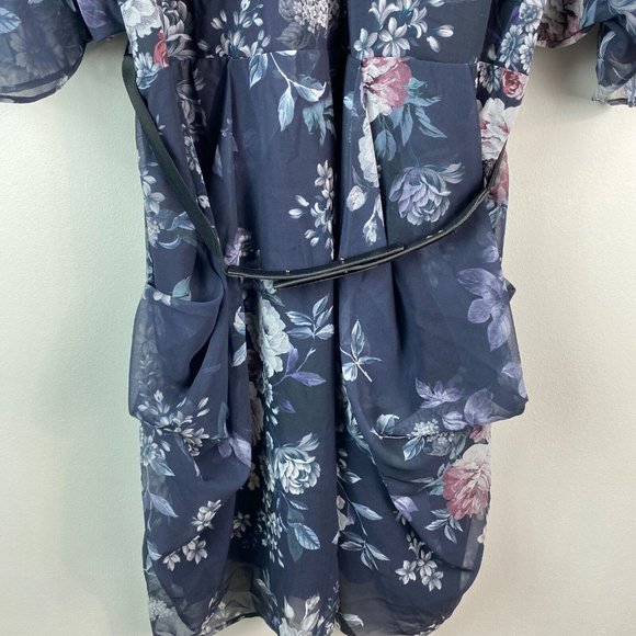 City Chic Womens Plus L/20 Mysterious Floral Print Belted Wrap Dress NWT BB83 - Picture 7 of 10